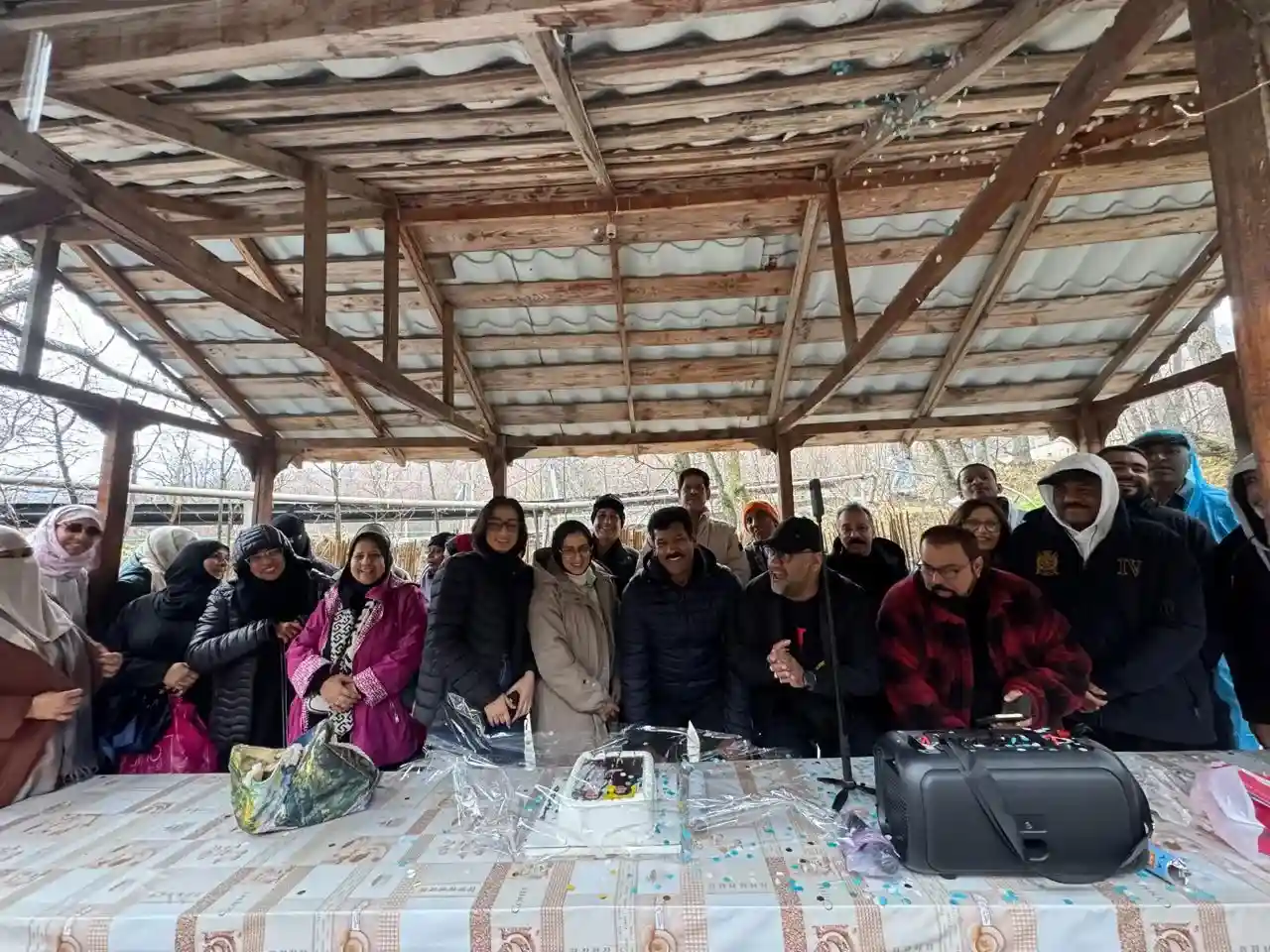 Arab tourist group arriving at a scenic location in Armenia