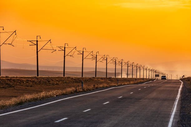 road at sunset near Vardenis landmark of Gegharkunik Armenia eastern Europe