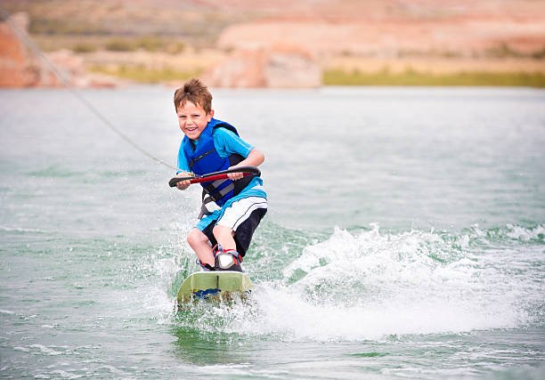 boy on wakeboarding in sevan lake
