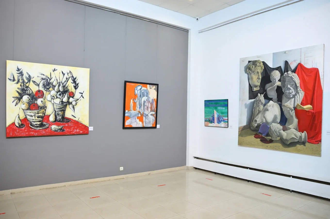 A close-up of a contemporary Armenian painting hanging in the gallery.