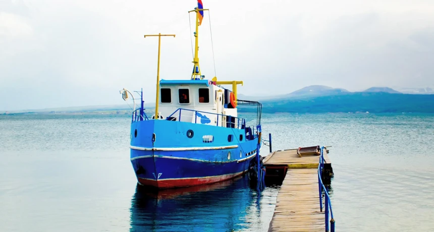 Boat ride on the blue waters of Lake Sevan