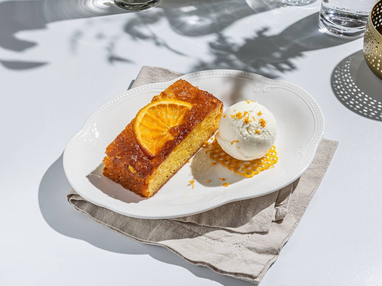 orange-cacke-with-Ice-cream